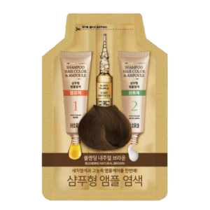 3 In 1 HaaRaz Shampoo Ampoule Hair Color(Natural Brown) 3合1安瓶染髮+護髪天然草藥染髮劑(自然棕色)